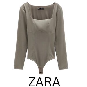 NWOT Zara Women's Khaki Long Sleeve Bodysuit